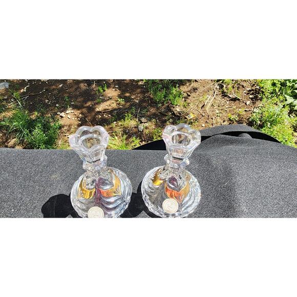 Anna Hutte Bleikristall Candlestick Lead Crystal Made in Germany set of 2 - Picture 2 of 6
